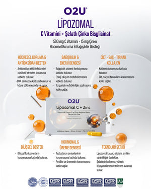 O2U Lipozomal C Vitamini + Çinko Bisglisinat | Bağışıklık ve Antioksidan Desteği - O2U Prime Element